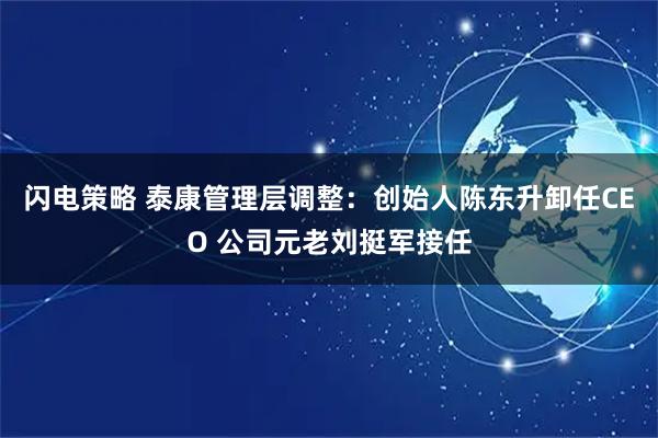 闪电策略 泰康管理层调整：创始人陈东升卸任CEO 公司元老刘挺军接任
